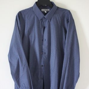 Express Button Down White Microdot Shirt
